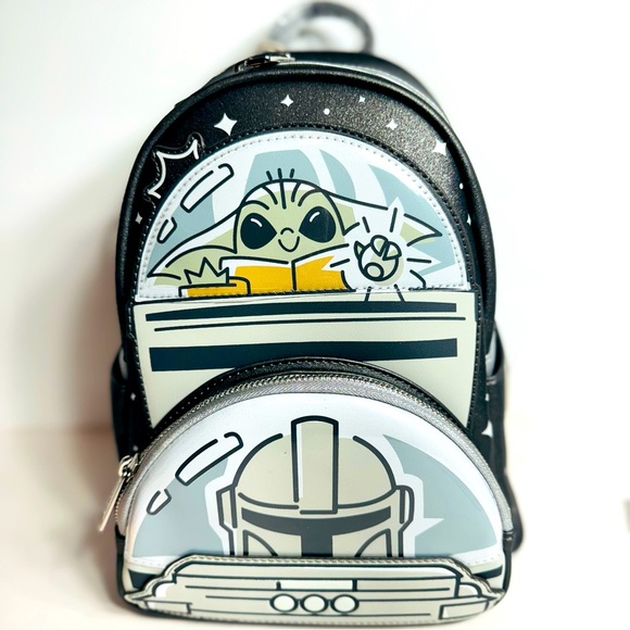 NWT. Loungefly Disney Parks 2024 Mandalorian Grogu Mini Backpack Star Wars - Picture 1 of 14